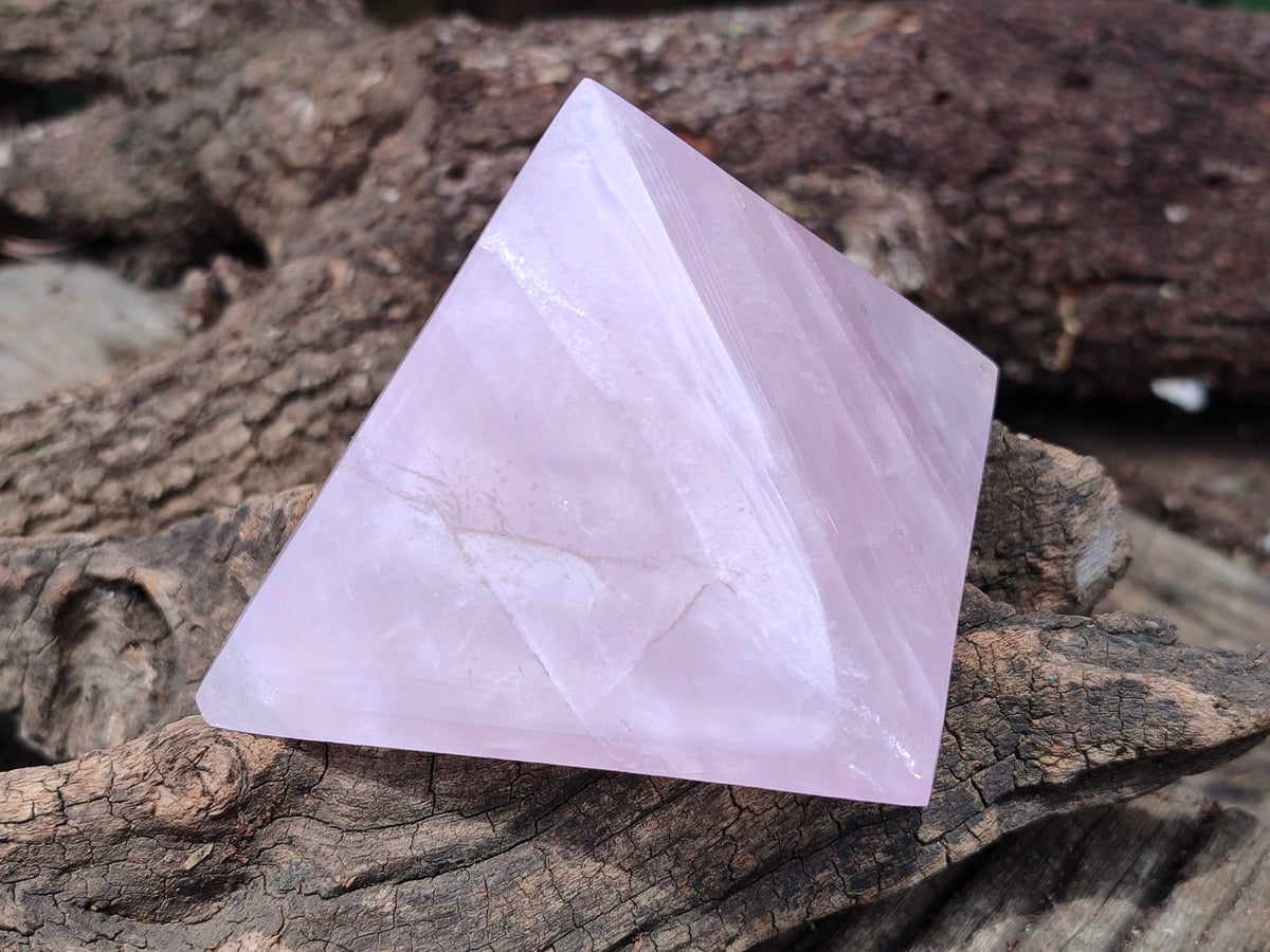 Polished Rose Quartz Pyramids x 3 From Madagascar - Toprock Gemstones and Minerals 