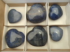 Polished Lazulite Gemstone Hearts  x 6 From Madagascar - Toprock Gemstones and Minerals 
