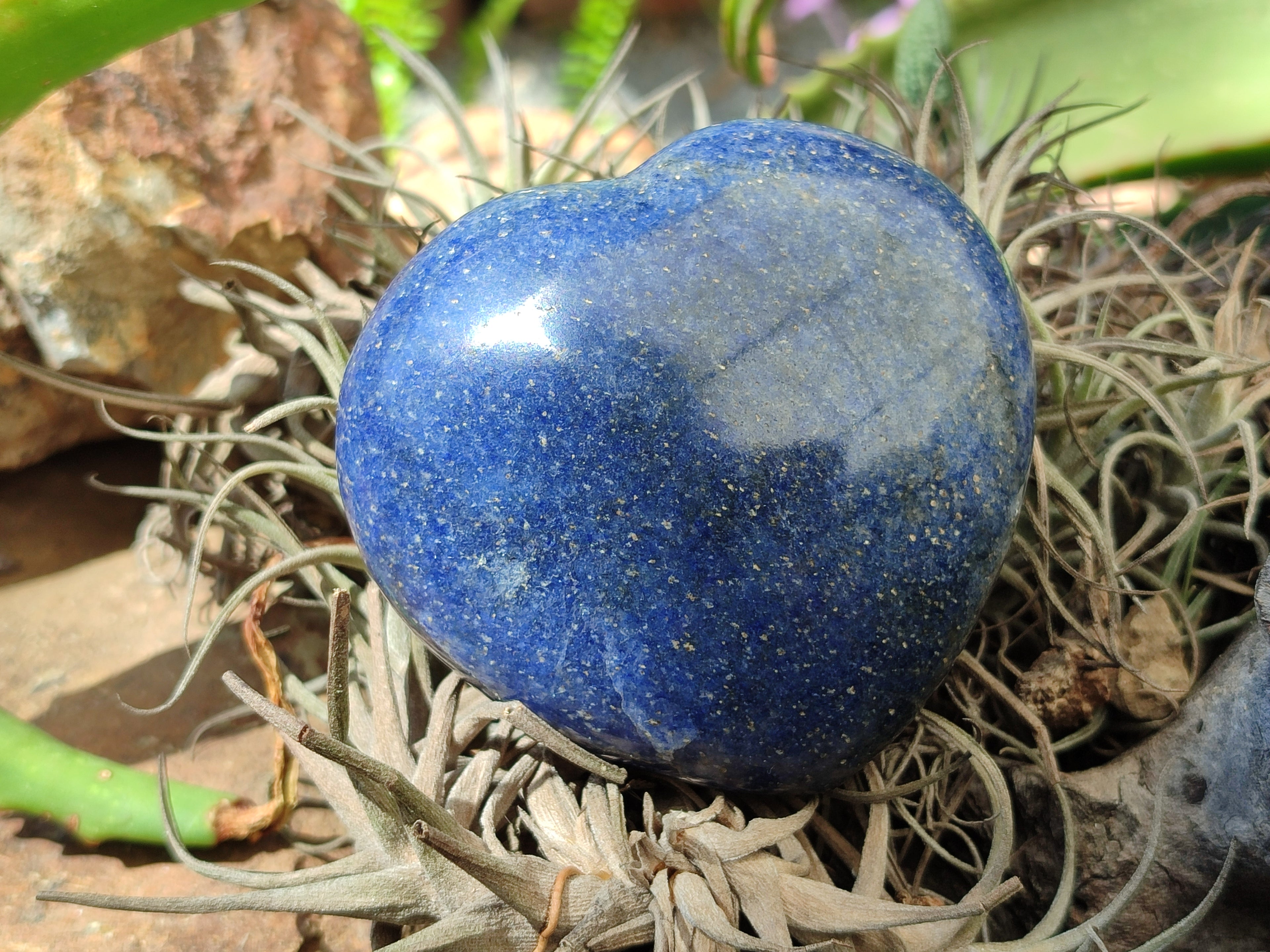 Polished Lazulite Gemstone Hearts  x 6 From Madagascar - Toprock Gemstones and Minerals 