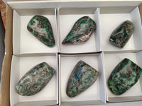 Polished Rare Emerald Mica In Matrix Standing Free Forms x 6 From Mutoko, Zimbabwe - Toprock Gemstones and Minerals 