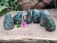 Polished Rare Emerald Mica In Matrix Standing Free Forms x 6 From Mutoko, Zimbabwe - Toprock Gemstones and Minerals 
