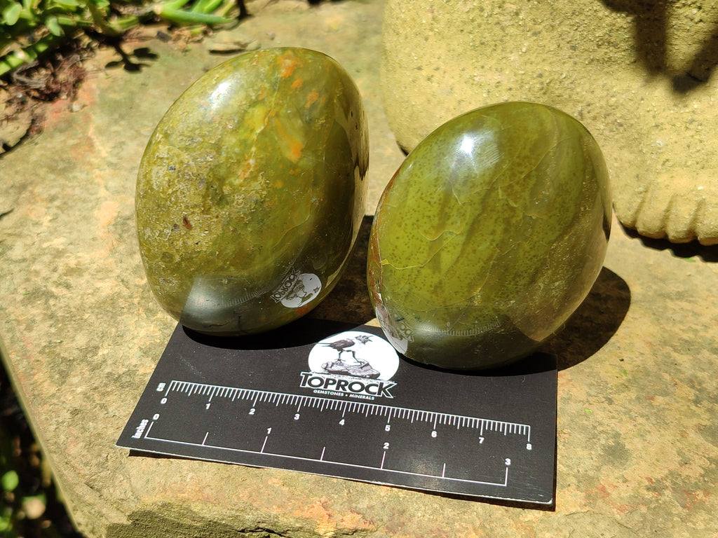 Polished Green Opal Palm Stones x 12 From Antsirabe, Madagascar - Toprock Gemstones and Minerals 