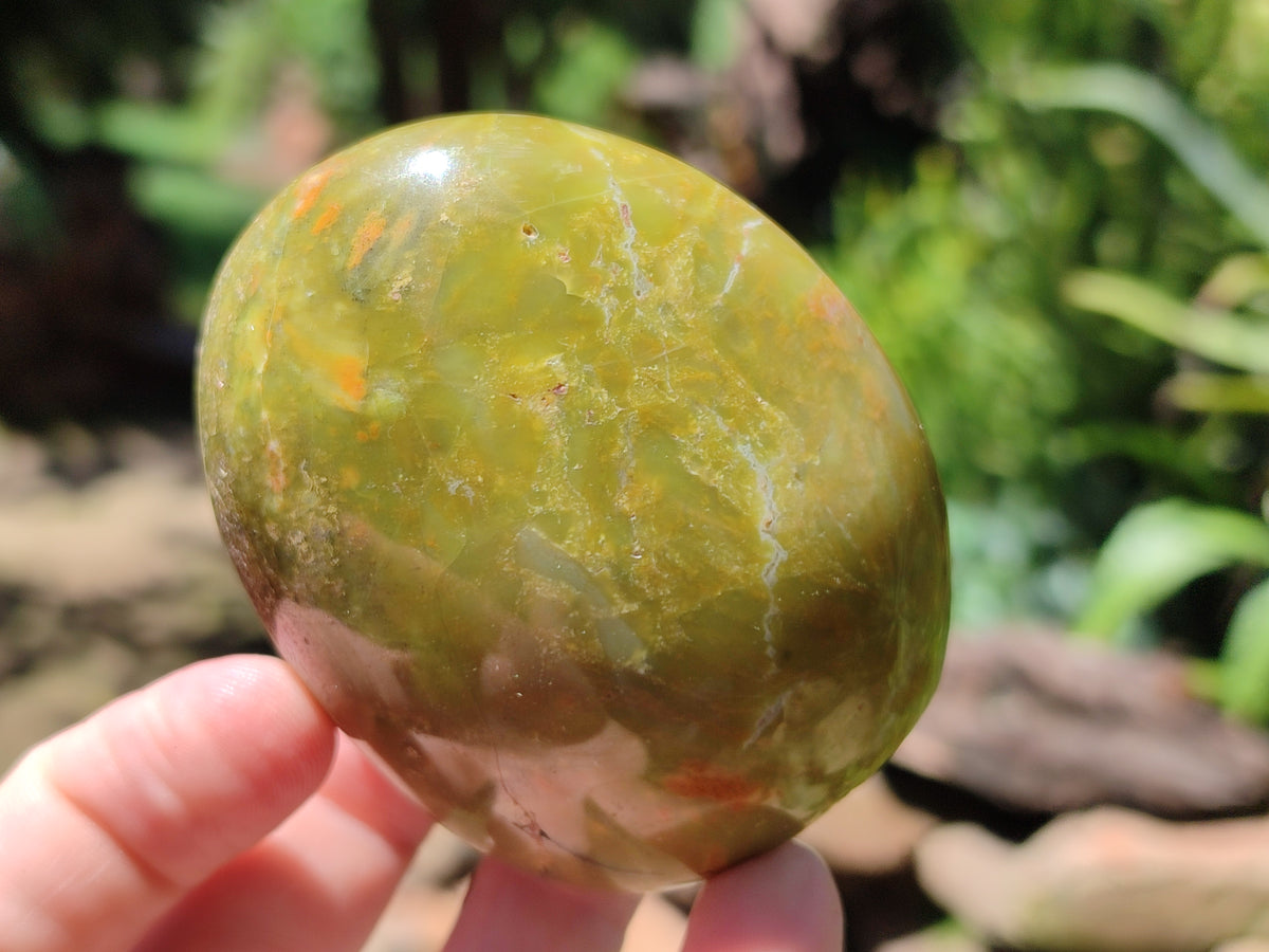 Polished Green Opal Palm Stones x 12 From Antsirabe, Madagascar - Toprock Gemstones and Minerals 