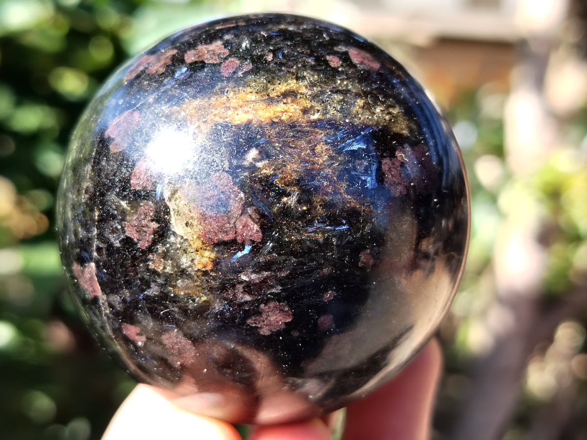 Polished Rare Iolite Spheres with Pink Feldspar Spots x 5 From Madagascar - Toprock Gemstones and Minerals 