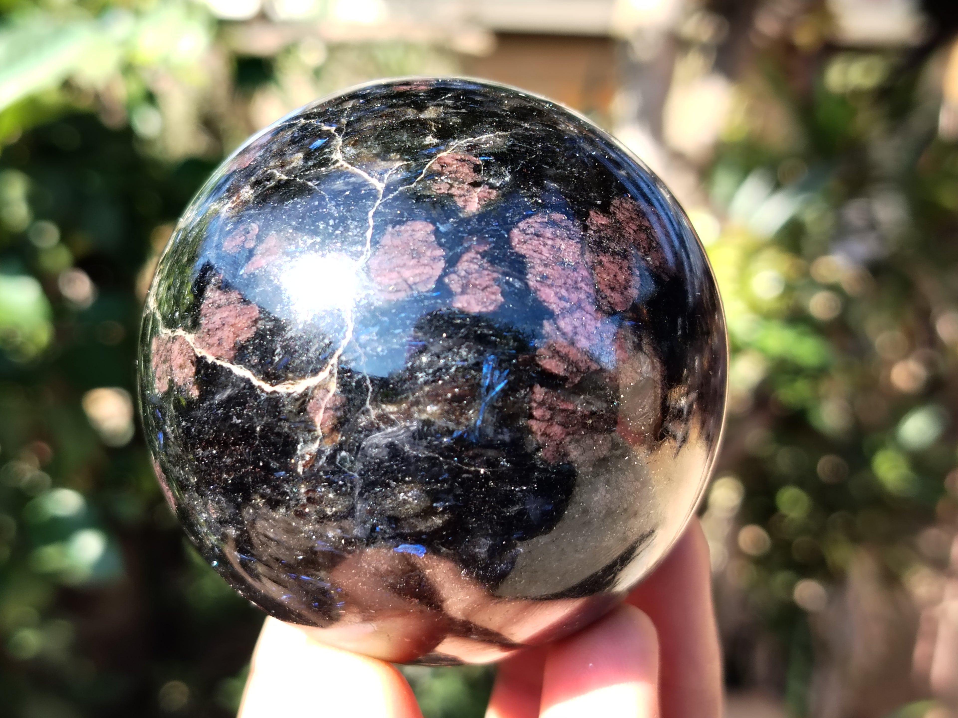 Polished Rare Iolite Spheres with Pink Feldspar Spots x 5 From Madagascar - Toprock Gemstones and Minerals 
