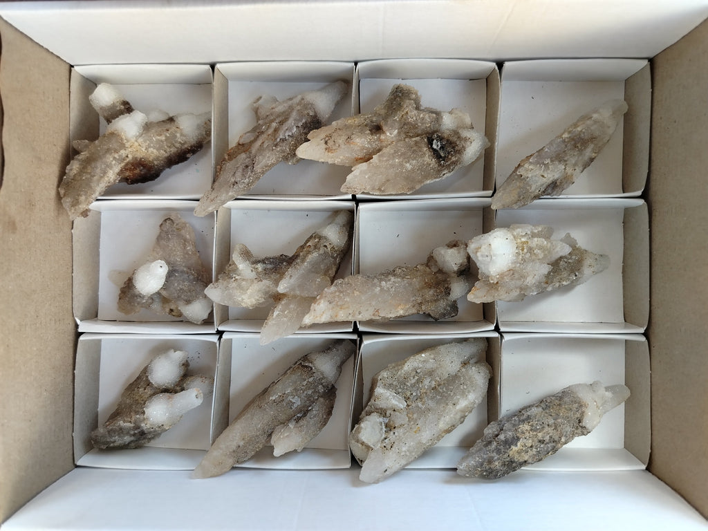 Natural Drusy Quartz Coated Calcite Pseudomorph Specimens x 12 From Lesotho - Toprock Gemstones and Minerals 