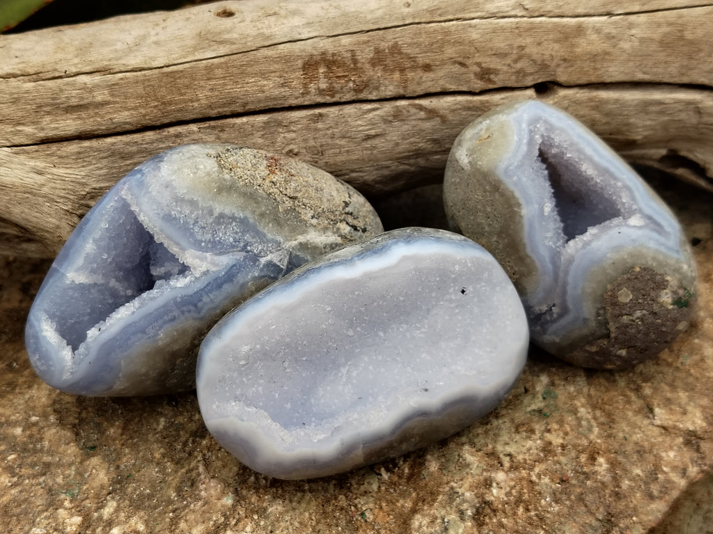 Polished Blue Lace Agate Geodes x 6 From Nsanje, Malawi - Toprock Gemstones and Minerals 