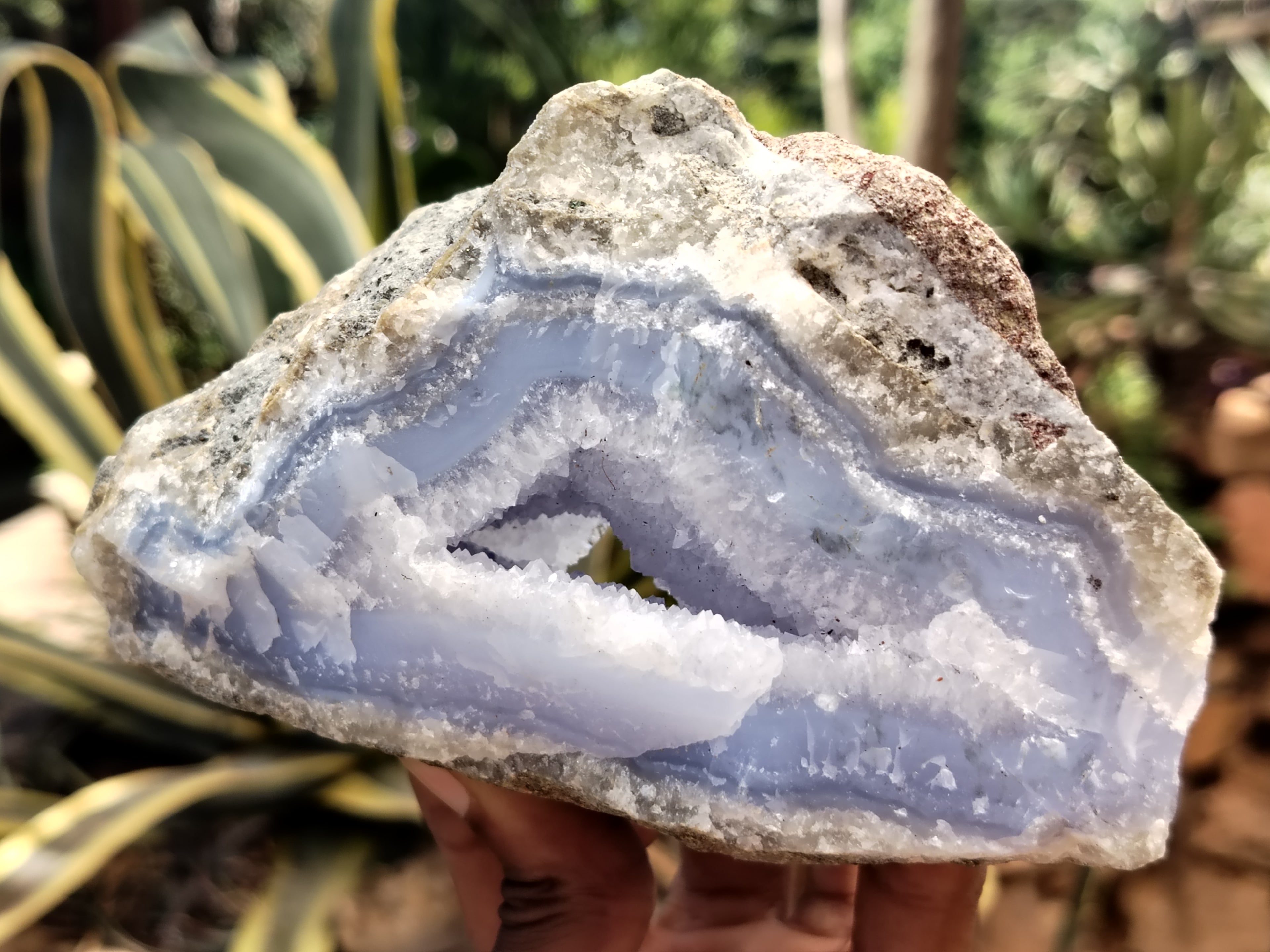 Natural Blue Lace Agate Geode Specimens x 3 From Nsanje, Malawi - Toprock Gemstones and Minerals 
