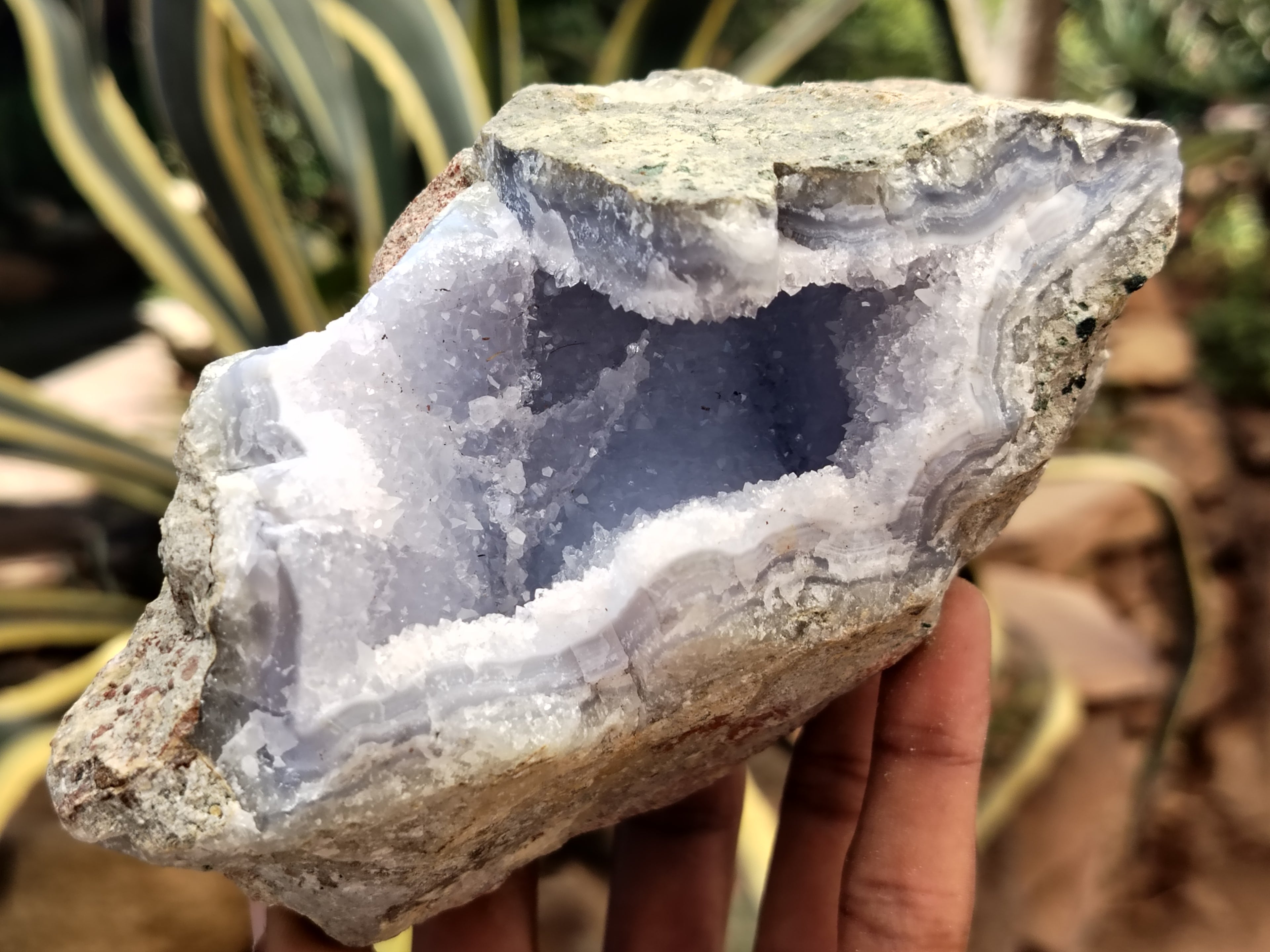 Natural Blue Lace Agate Geode Specimens x 3 From Nsanje, Malawi - Toprock Gemstones and Minerals 