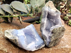 Natural Blue Lace Agate Geode Specimens x 3 From Nsanje, Malawi - Toprock Gemstones and Minerals 