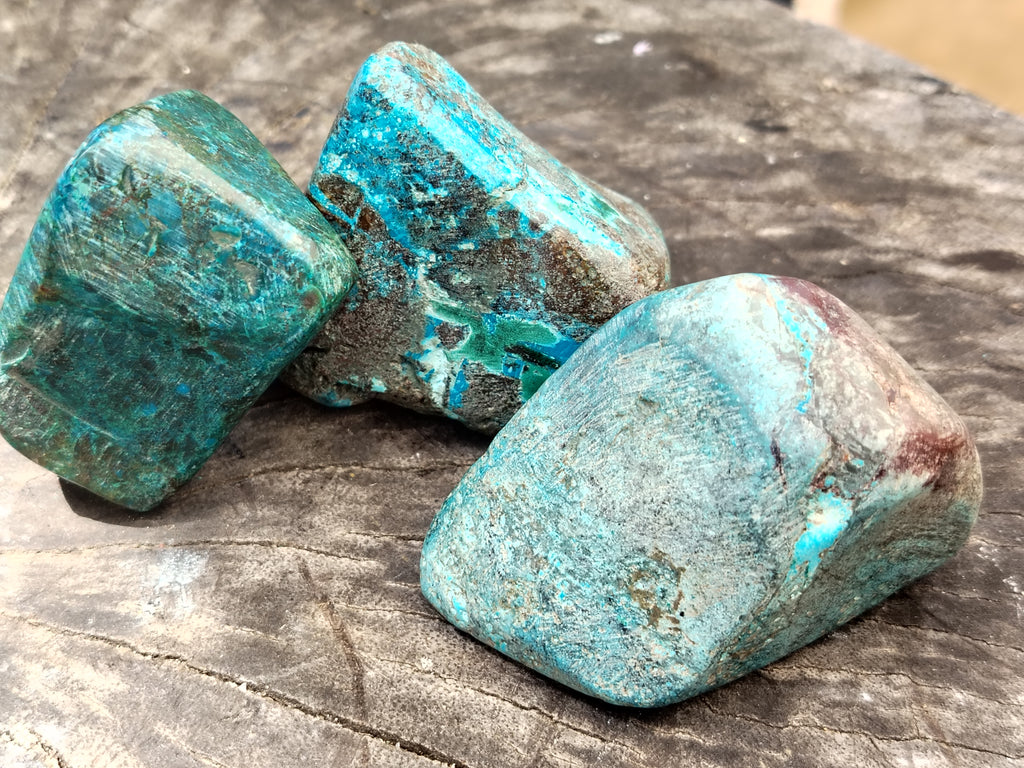 Polished Shattuckite with Azurite and Chrysocolla Free Forms x 12 From Congo - Toprock Gemstones and Minerals 
