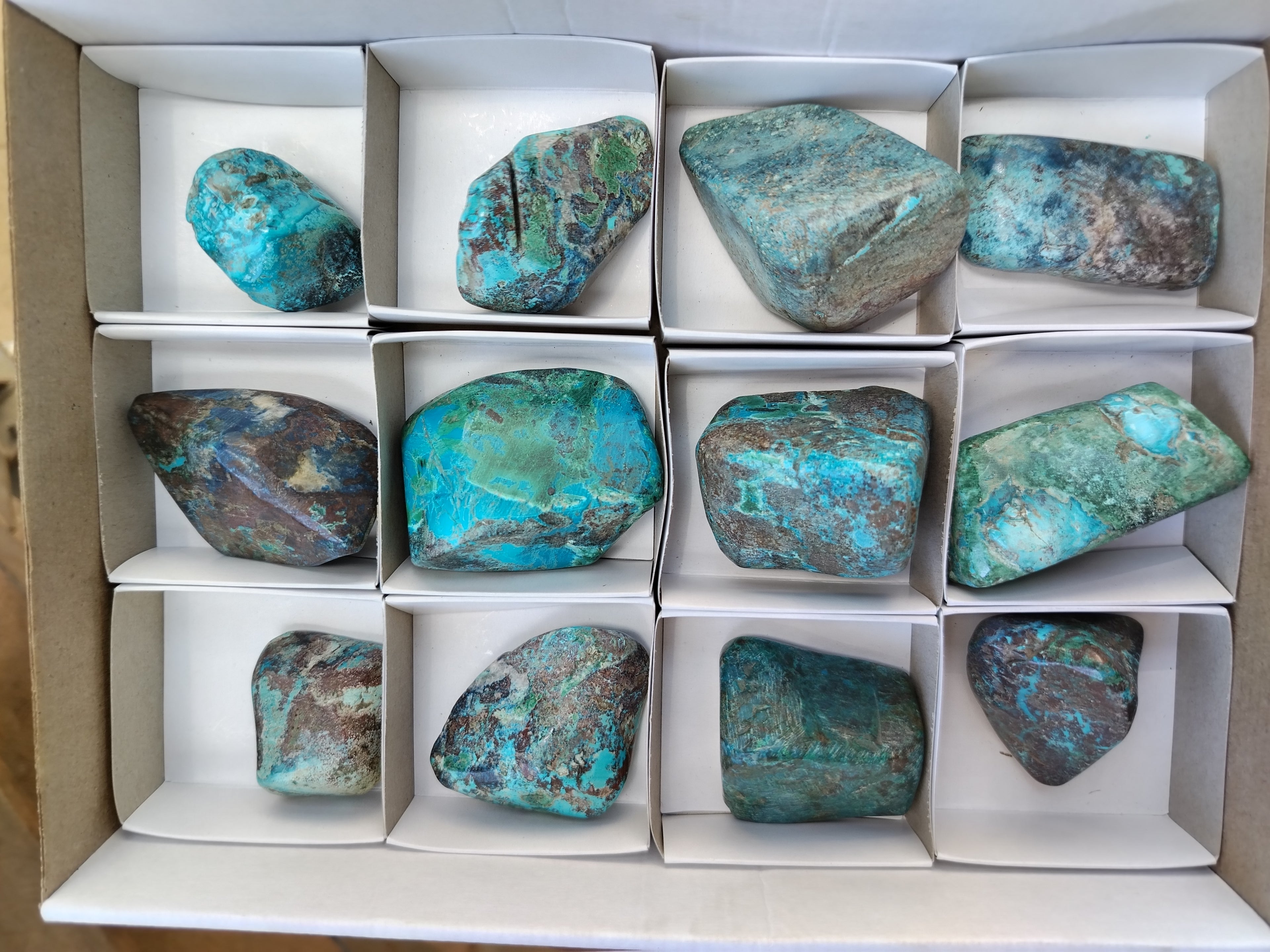 Polished Shattuckite with Azurite and Chrysocolla Free Forms x 12 From Congo - Toprock Gemstones and Minerals 