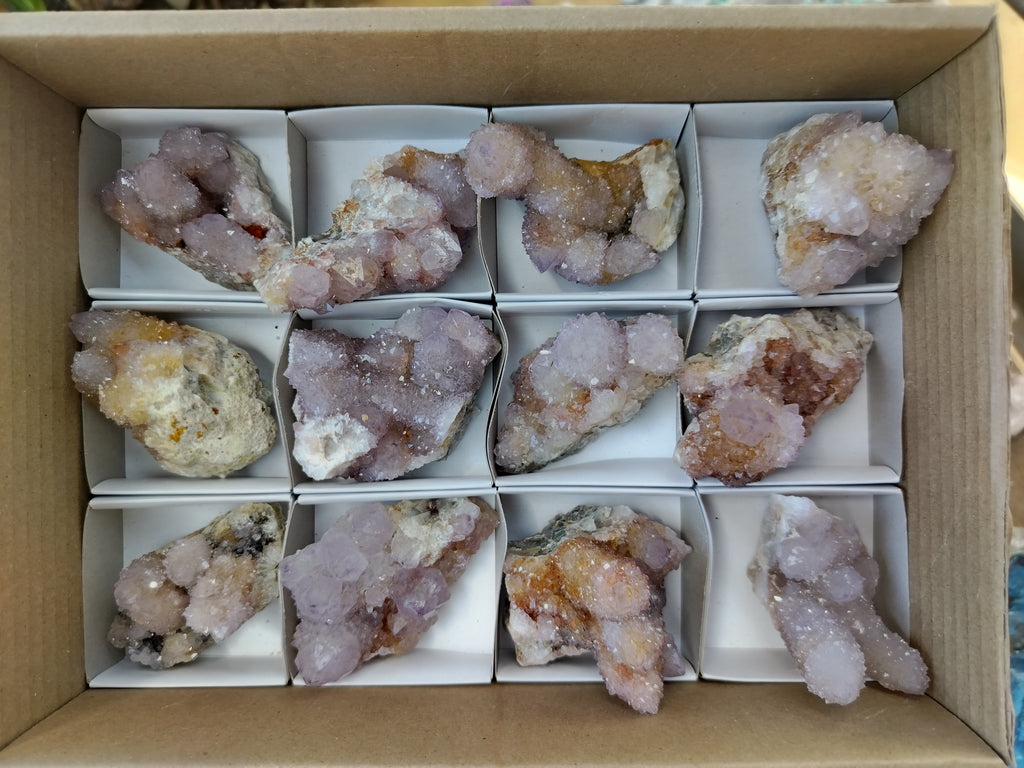 Natural Ametrine and Amethyst Spirit Quartz Clusters x 12 From South Africa - Toprock Gemstones and Minerals 