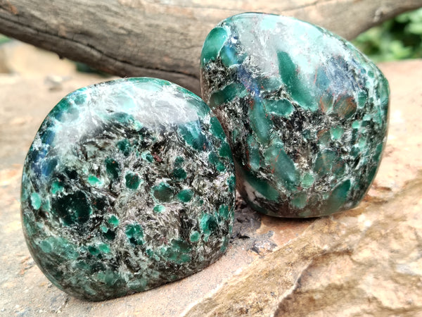 Polished Emerald Mica In Matrix Standing Free Forms x 6 From Mutoko, Zimbabwe - Toprock Gemstones and Minerals 