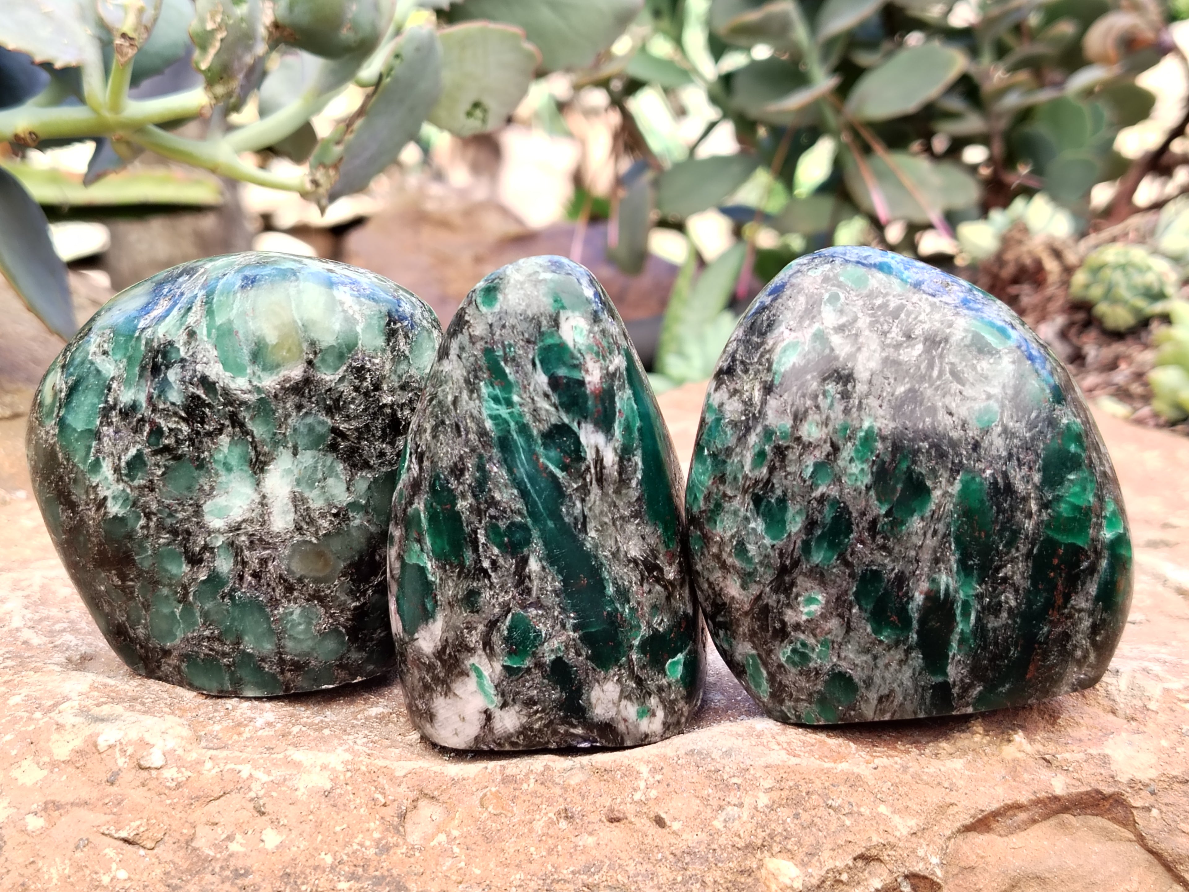 Polished Emerald Mica In Matrix Standing Free Forms x 6 From Mutoko, Zimbabwe - Toprock Gemstones and Minerals 
