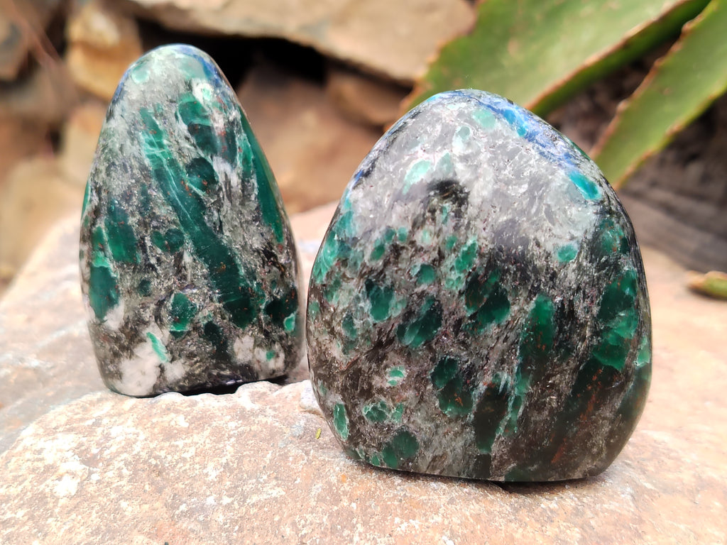 Polished Emerald Mica In Matrix Standing Free Forms x 6 From Mutoko, Zimbabwe - Toprock Gemstones and Minerals 