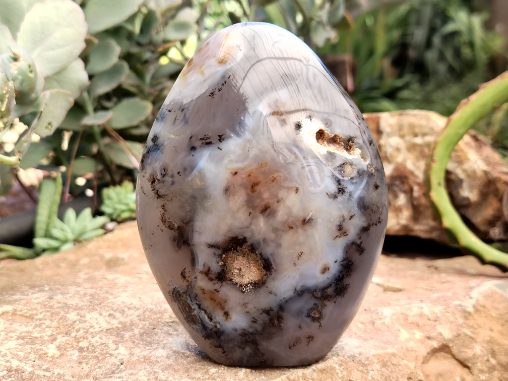 Polished Dendritic Agate Standing Free Forms x 2 From Madagascar - Toprock Gemstones and Minerals 