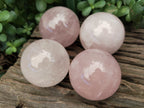 Polished Rose Quartz Spheres x 4 From Ambatondrazaka, Madagascar - Toprock Gemstones and Minerals 