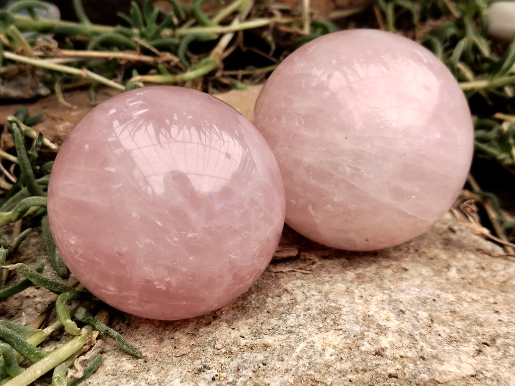 Polished Rose Quartz Spheres x 4 From Ambatondrazaka, Madagascar - Toprock Gemstones and Minerals 