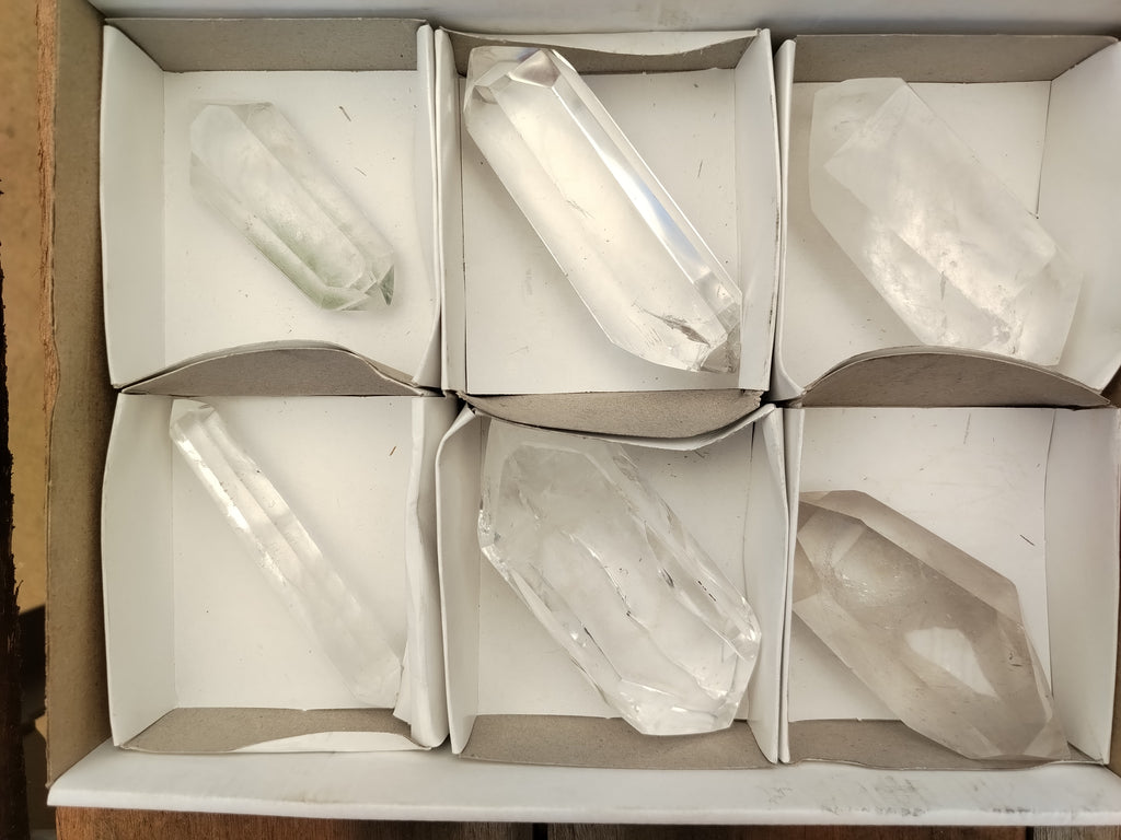 Polished Double Terminated Clear Quartz Crystals x 6 From Madagascar - Toprock Gemstones and Minerals 