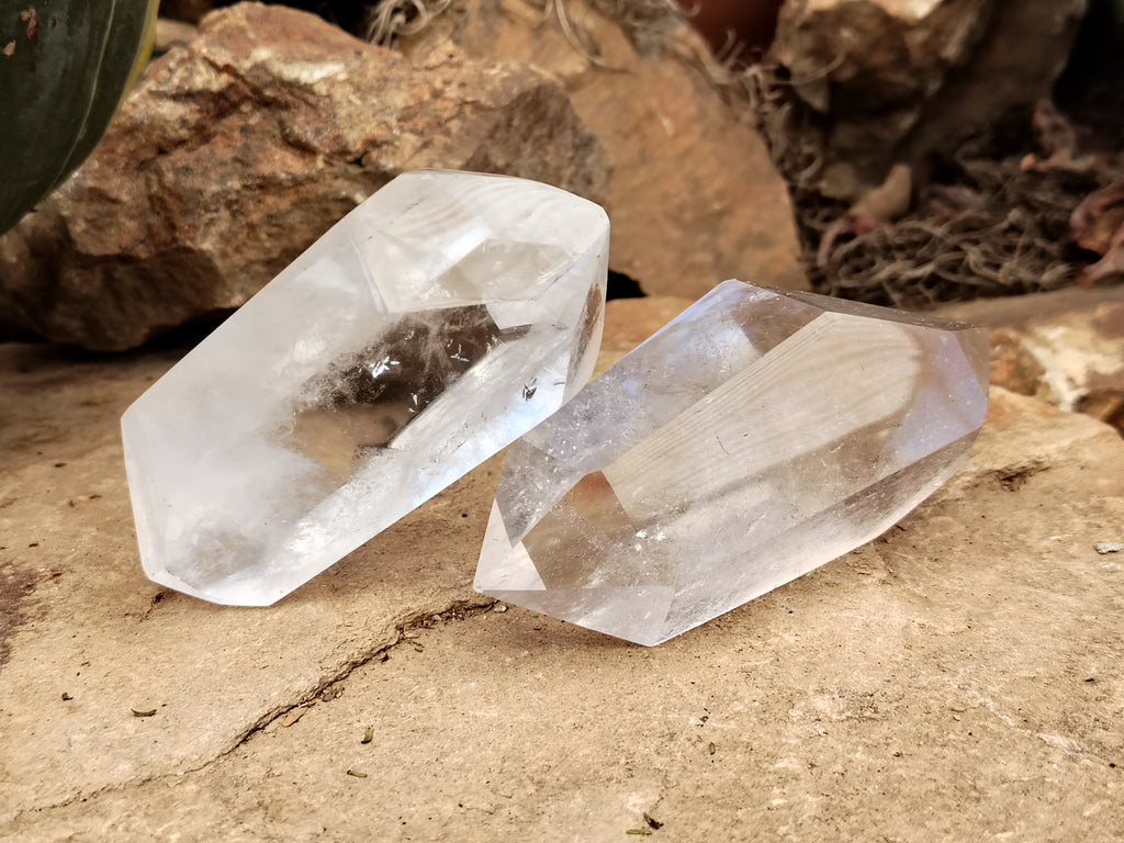Polished Double Terminated Clear Quartz Crystals x 6 From Madagascar - Toprock Gemstones and Minerals 