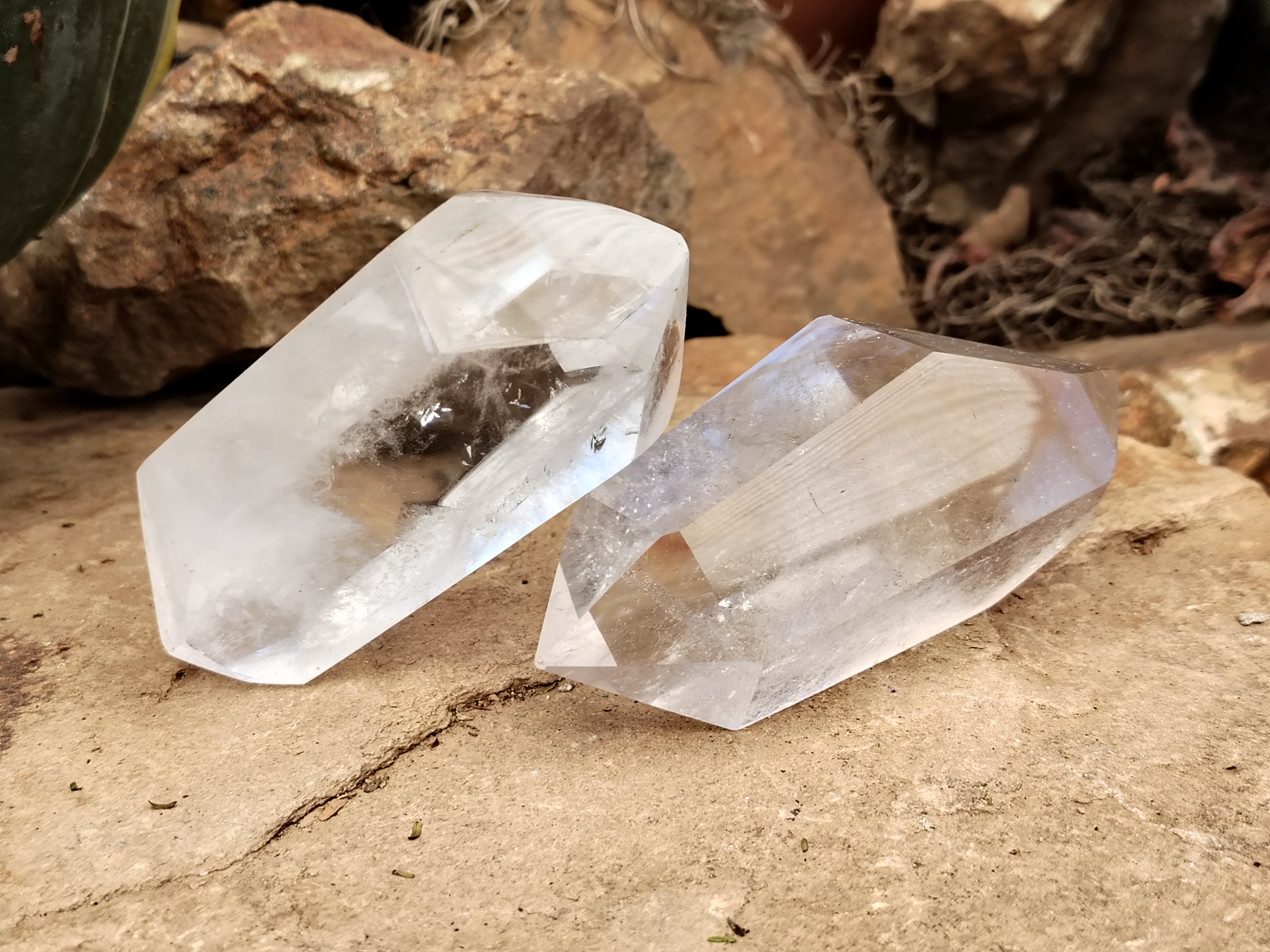 Polished Double Terminated Clear Quartz Crystals x 6 From Madagascar - Toprock Gemstones and Minerals 