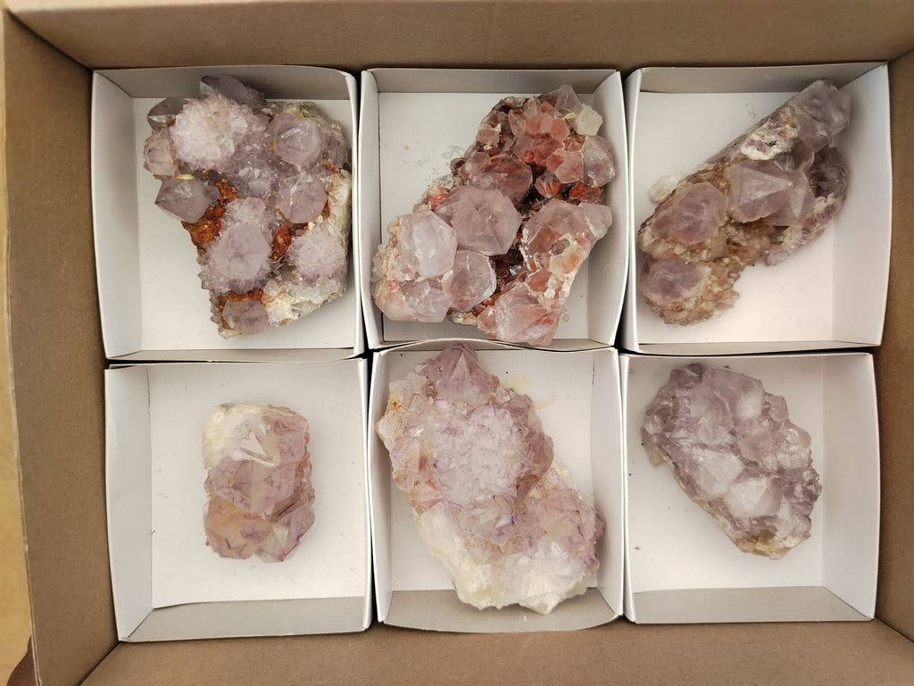 Natural Amethyst Spirit Quartz Clusters x 6 From Boekenhouthoek, South Africa - Toprock Gemstones and Minerals 