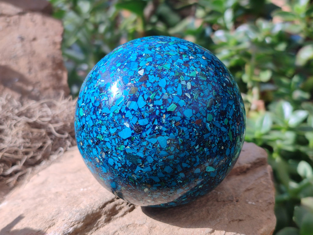 Polished Chrysocolla Conglomerate Spheres x 2 From Congo - Toprock Gemstones and Minerals 