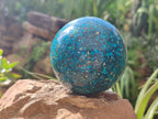 Polished Chrysocolla Conglomerate Spheres x 2 From Congo - Toprock Gemstones and Minerals 