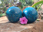 Polished Chrysocolla Conglomerate Spheres x 2 From Congo - Toprock Gemstones and Minerals 