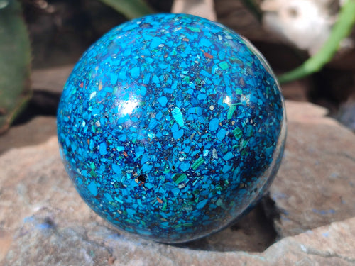 Polished Chrysocolla Conglomerate Spheres x 2 From Congo - Toprock Gemstones and Minerals 