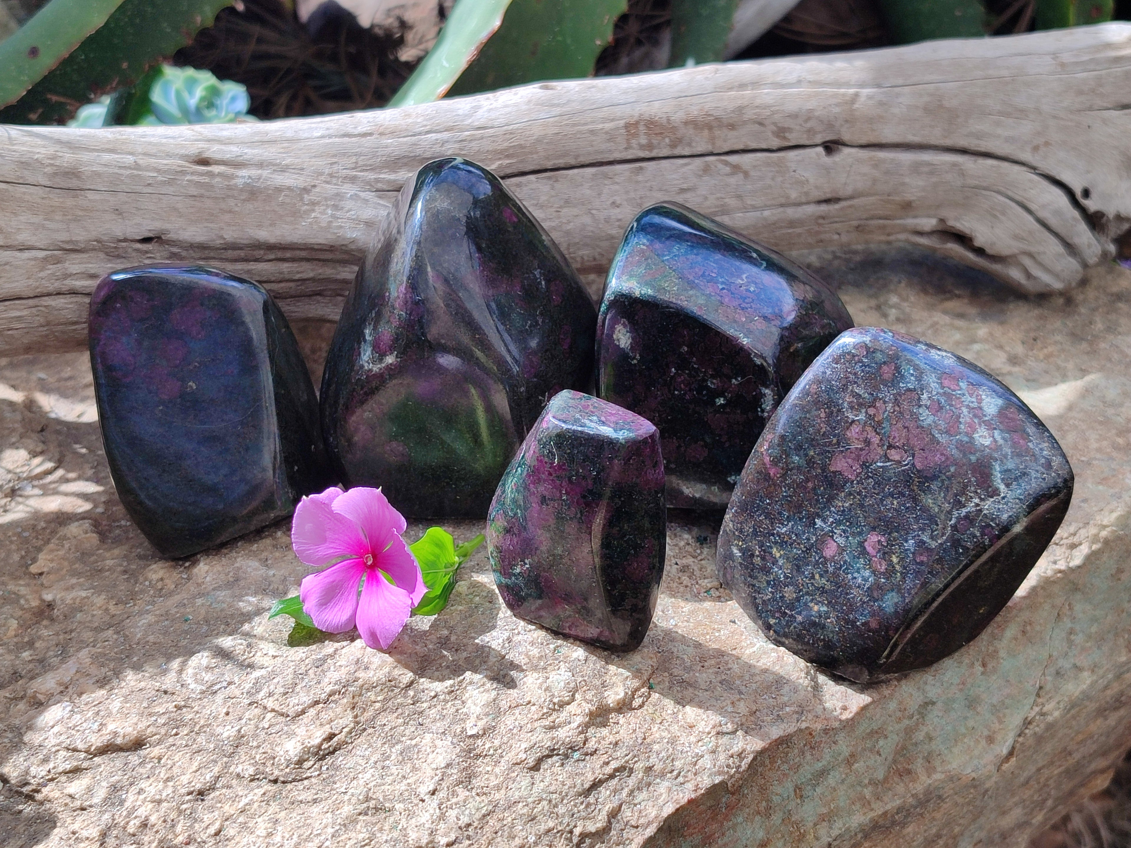 Polished Ruby Corundum In Chrome Verdite Standing Free Forms x 5 From Zimbabwe - Toprock Gemstones and Minerals 