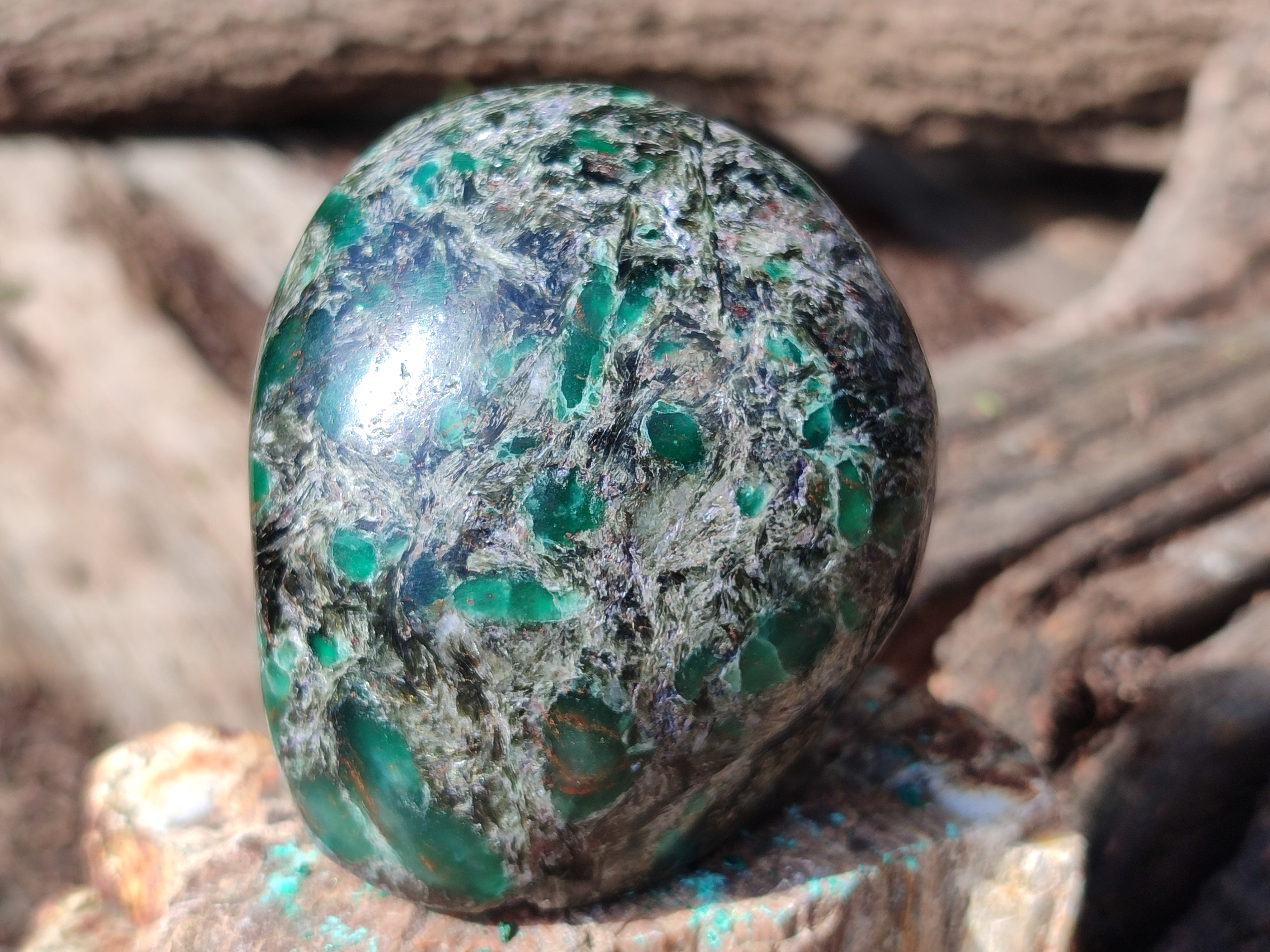 Polished Emerald Mica In Matrix Standing Free Forms x 6 From Mutoko, Zimbabwe - Toprock Gemstones and Minerals 