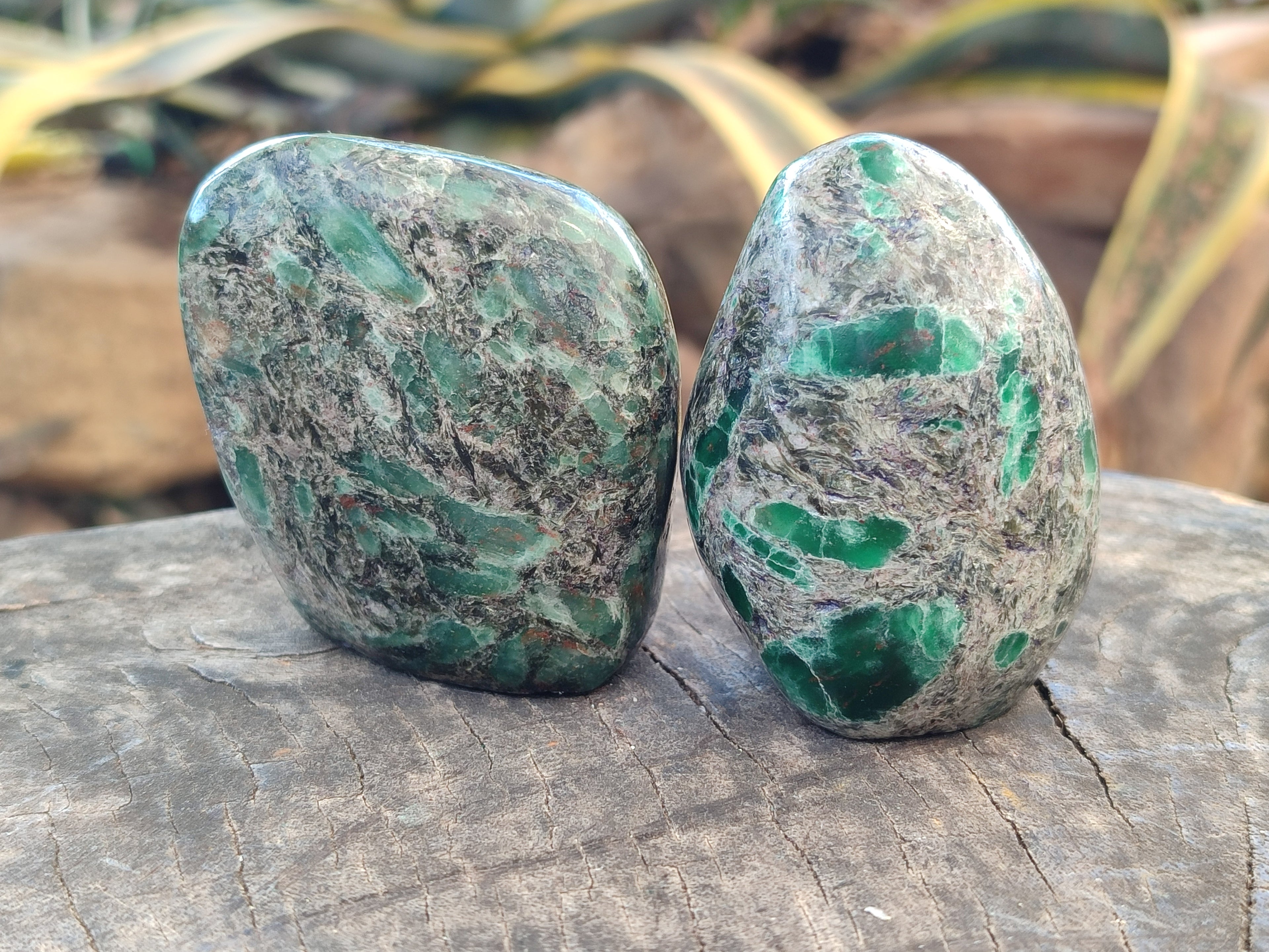 Polished Emerald Mica In Matrix Standing Free Forms x 6 From Mutoko, Zimbabwe - Toprock Gemstones and Minerals 