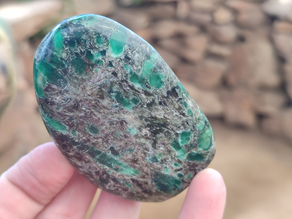 Polished Emerald Mica In Matrix Standing Free Forms x 6 From Mutoko, Zimbabwe - Toprock Gemstones and Minerals 