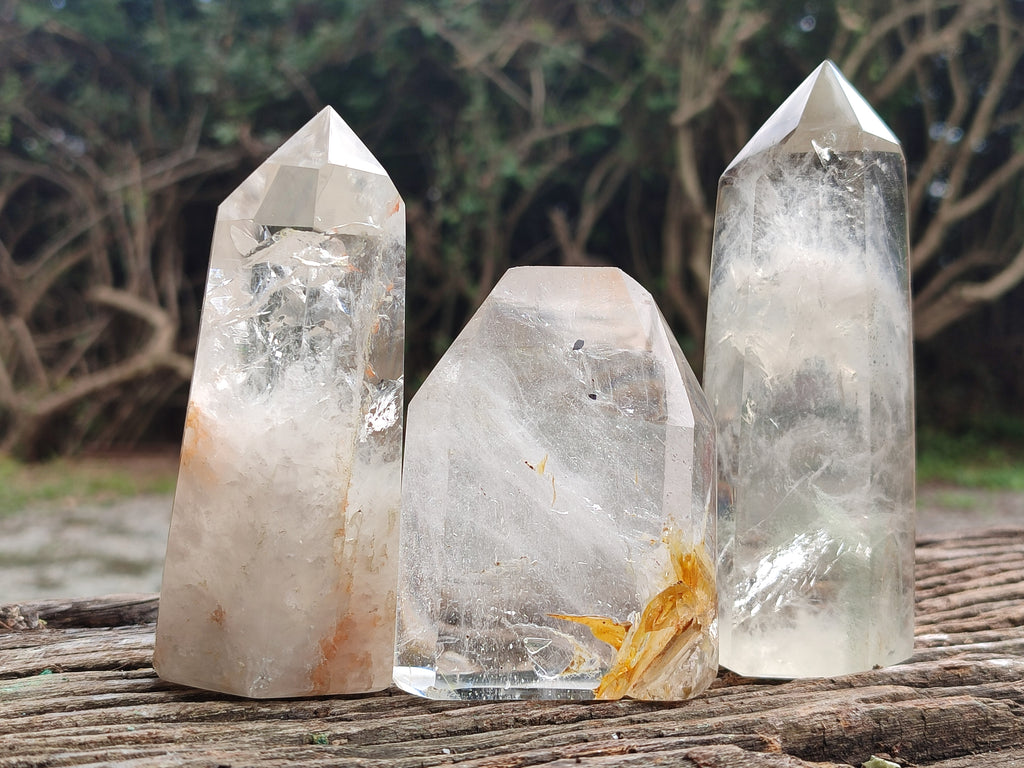 Polished Clear Quartz Crystals x 3 From Madagascar - Toprock Gemstones and Minerals 