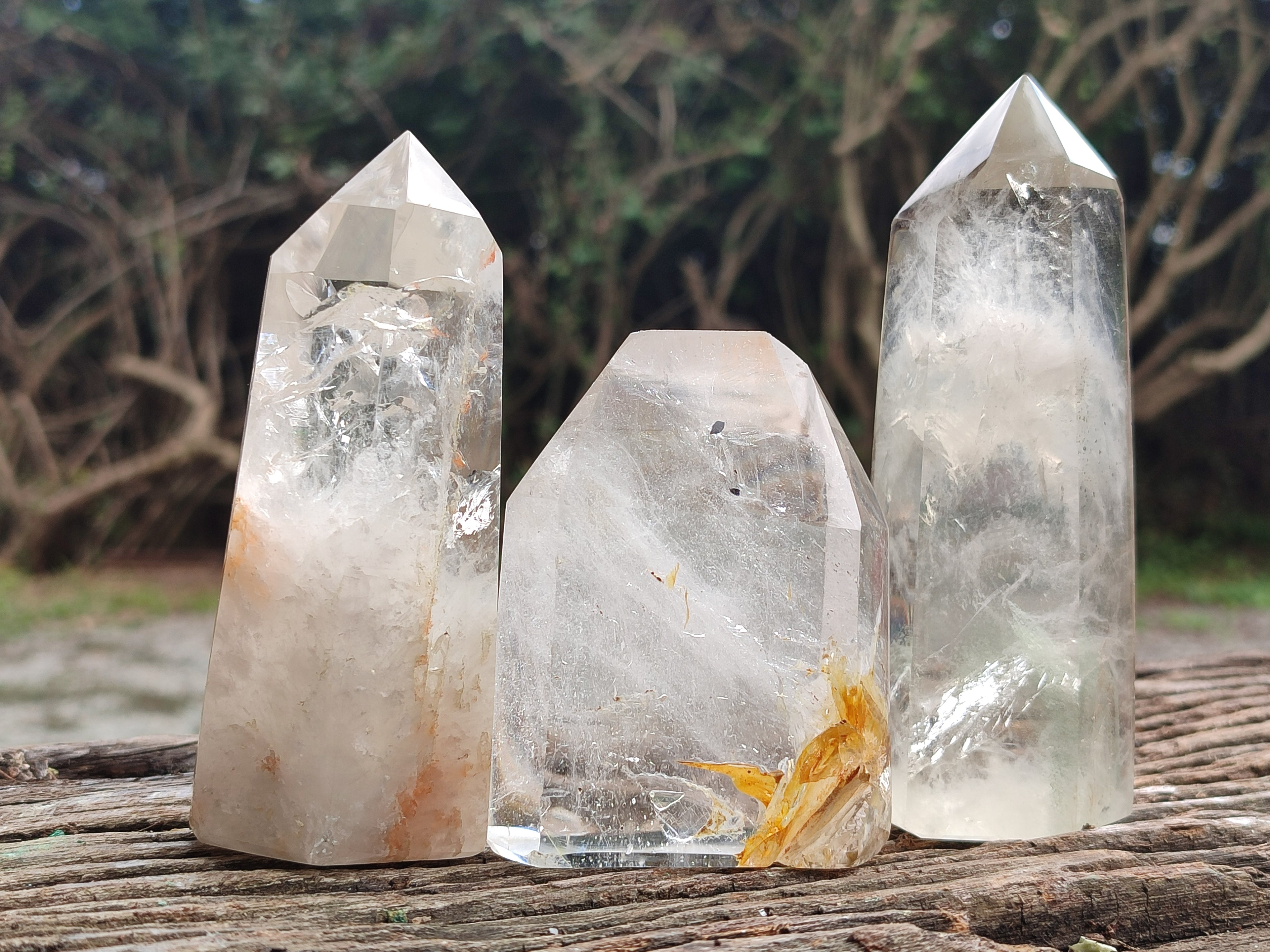 Polished Clear Quartz Crystals x 3 From Madagascar - Toprock Gemstones and Minerals 
