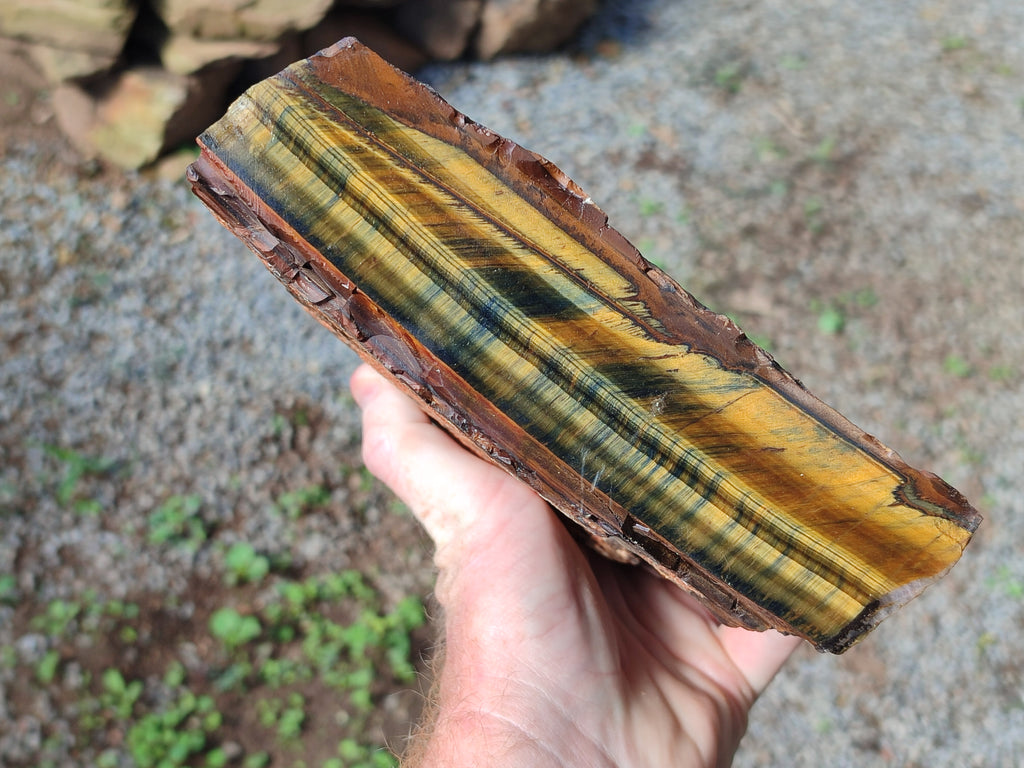 Polished On One Side Tiger's Eye Slabs x 2 From Prieska, South Africa - Toprock Gemstones and Minerals 