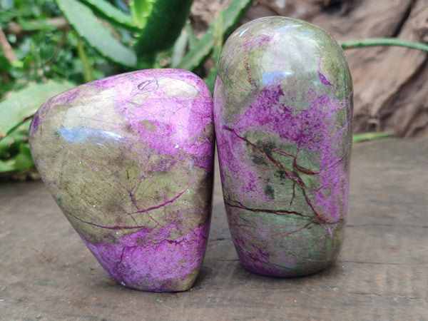 Polished Stichtite Standing Free Forms x 3 From Barberton, South Africa - Toprock Gemstones and Minerals 
