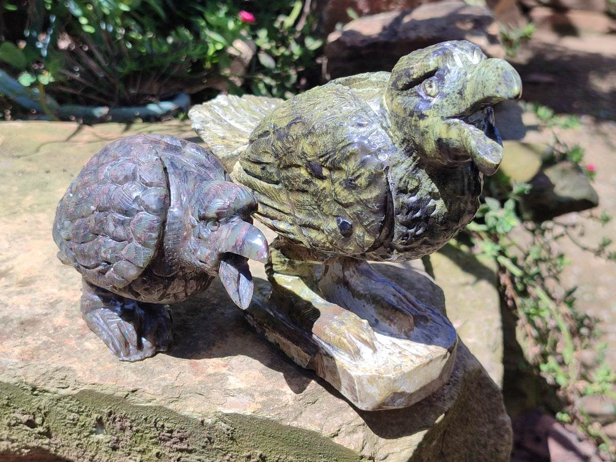 Hand Made Crow Carvings x 2 From Zimbabwe - Toprock Gemstones and Minerals 