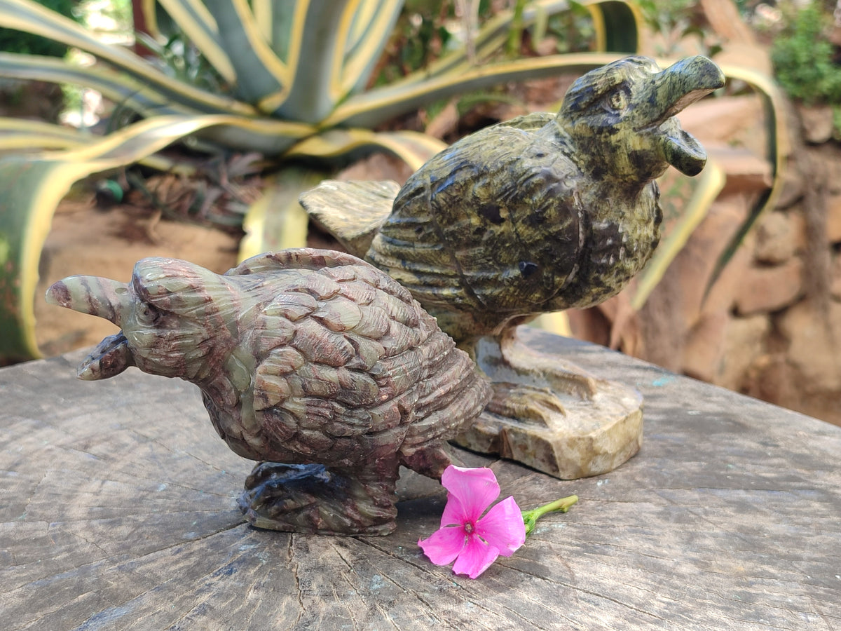 Hand Made Crow Carvings x 2 From Zimbabwe - Toprock Gemstones and Minerals 