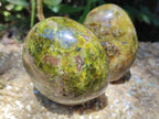 Polished Green Opal Standing Free Forms x 3 From Antsirabe, Madagascar - Toprock Gemstones and Minerals 