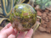 Polished Green Opal Standing Free Forms x 3 From Antsirabe, Madagascar - Toprock Gemstones and Minerals 