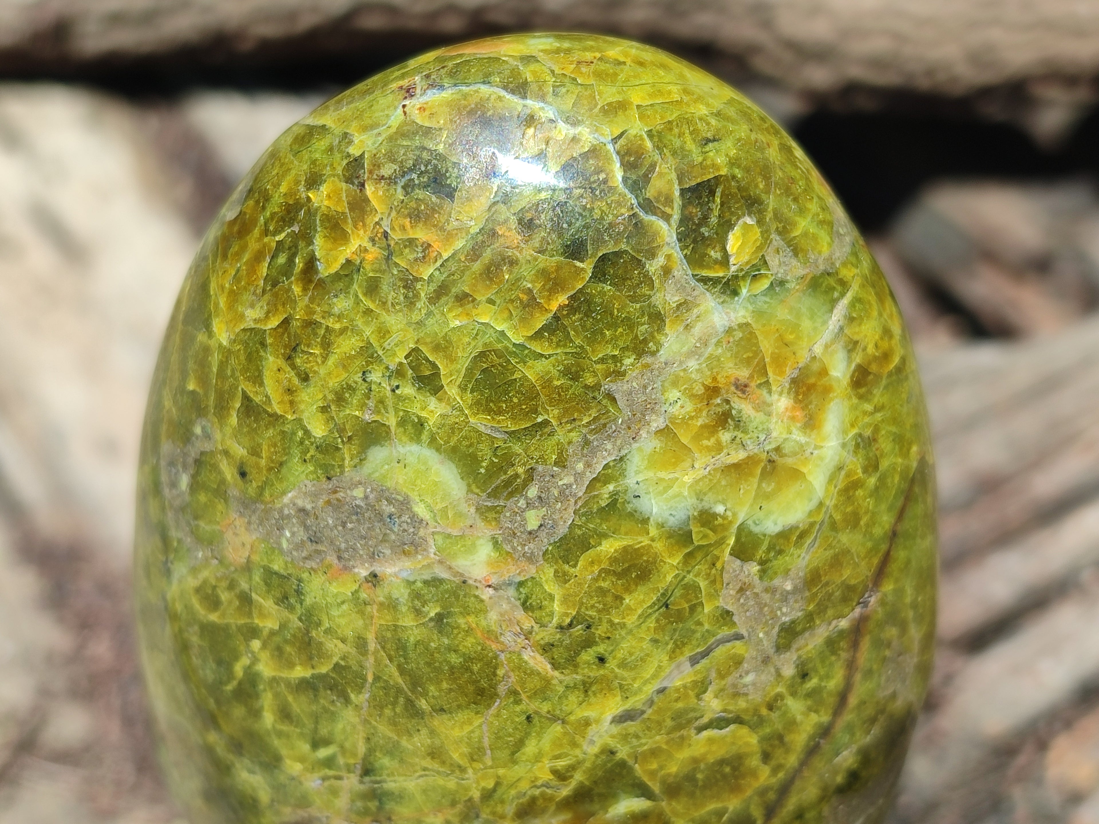 Polished Green Opal Standing Free Forms x 3 From Antsirabe, Madagascar - Toprock Gemstones and Minerals 