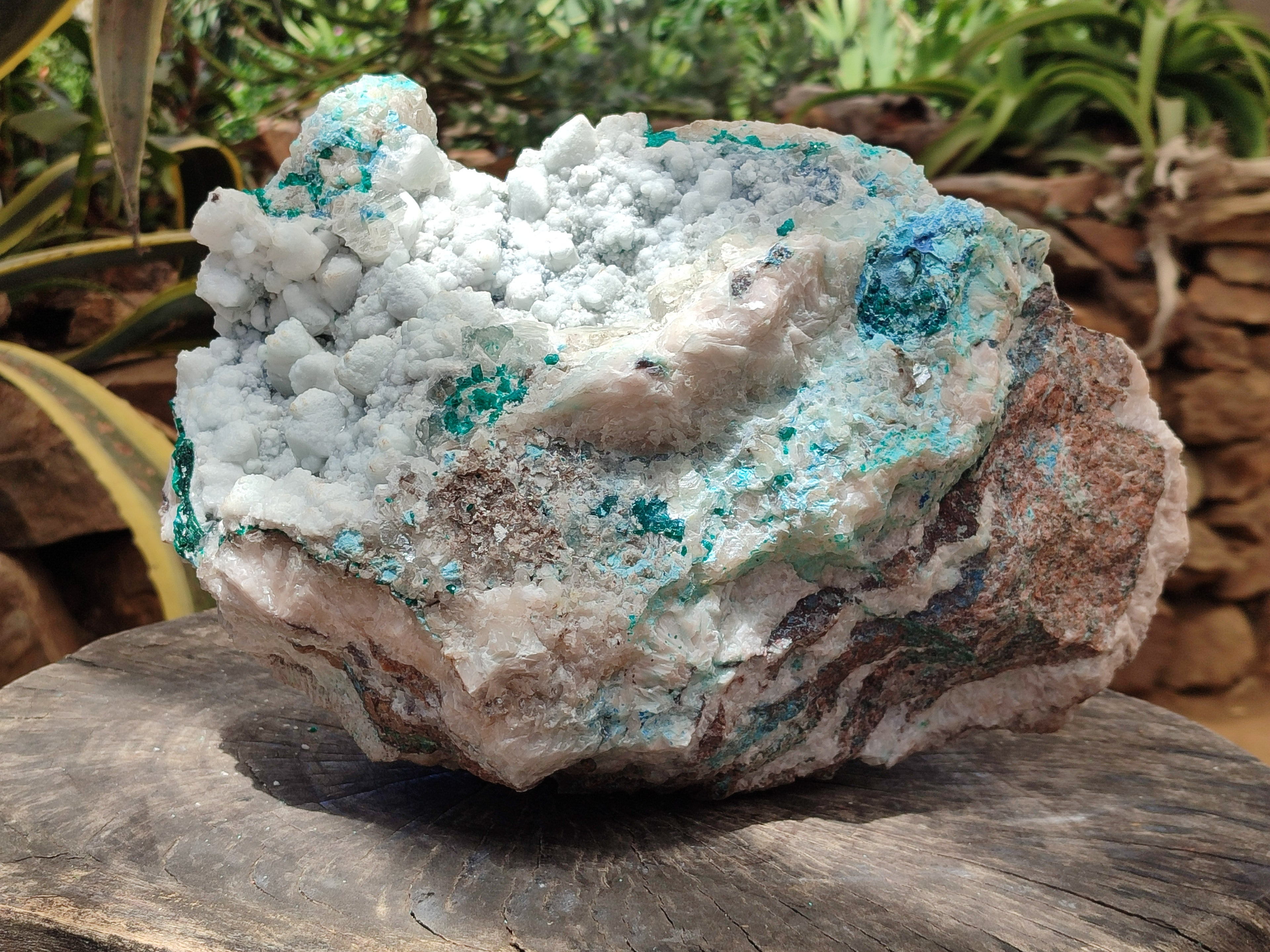 Natural Kaolinite Coated Dolomite On Dioptase Specimen x 1 From Congo - Toprock Gemstones and Minerals 
