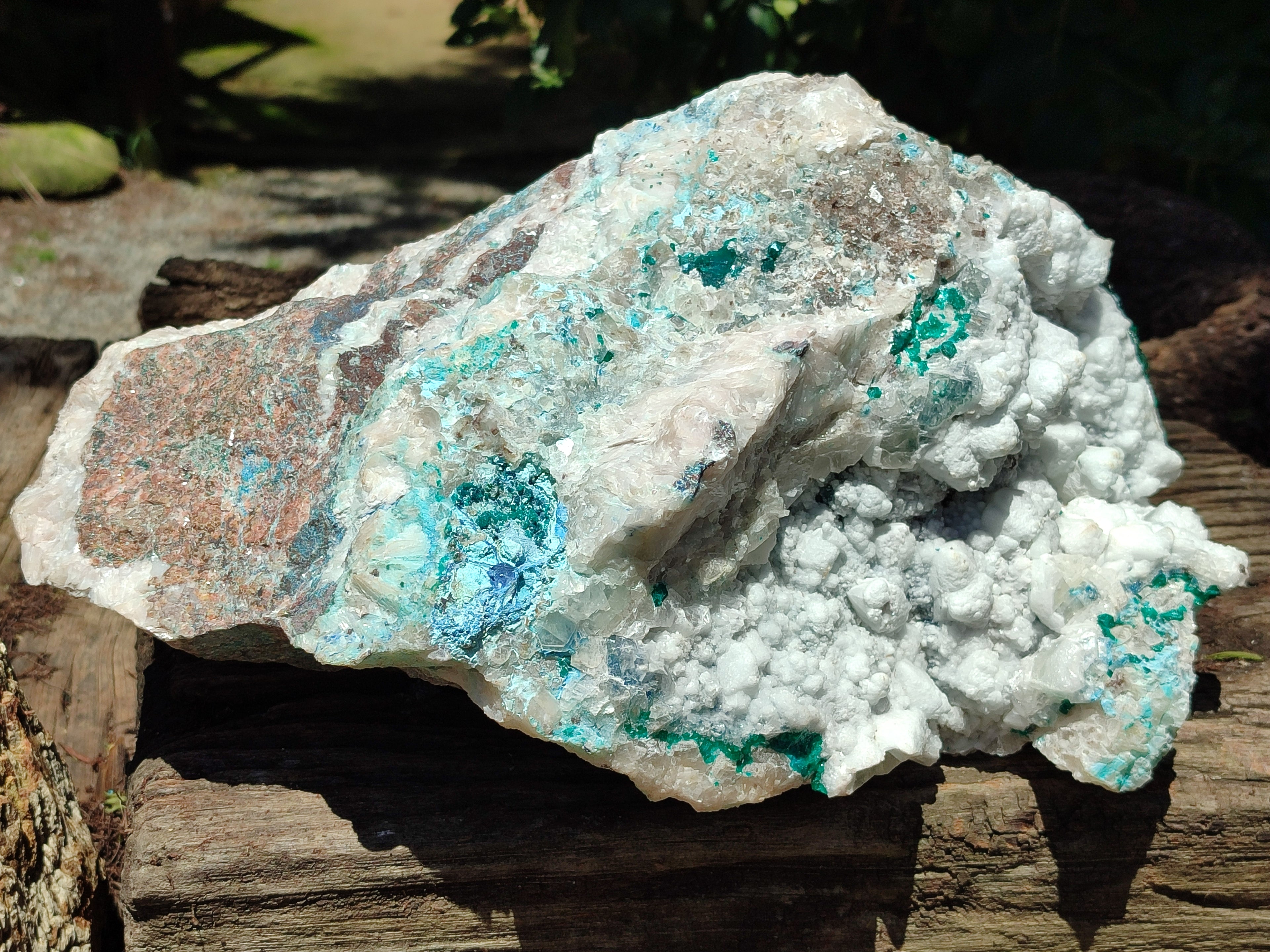 Natural Kaolinite Coated Dolomite On Dioptase Specimen x 1 From Congo - Toprock Gemstones and Minerals 