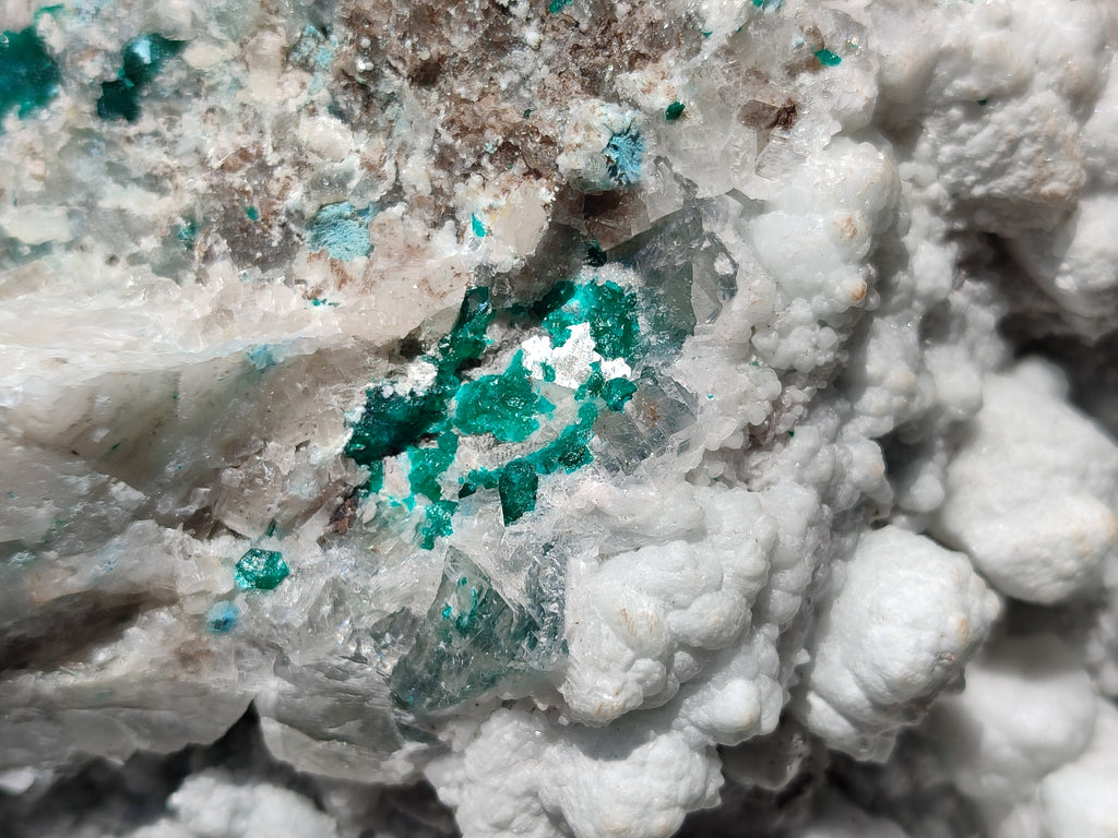 Natural Kaolinite Coated Dolomite On Dioptase Specimen x 1 From Congo - Toprock Gemstones and Minerals 