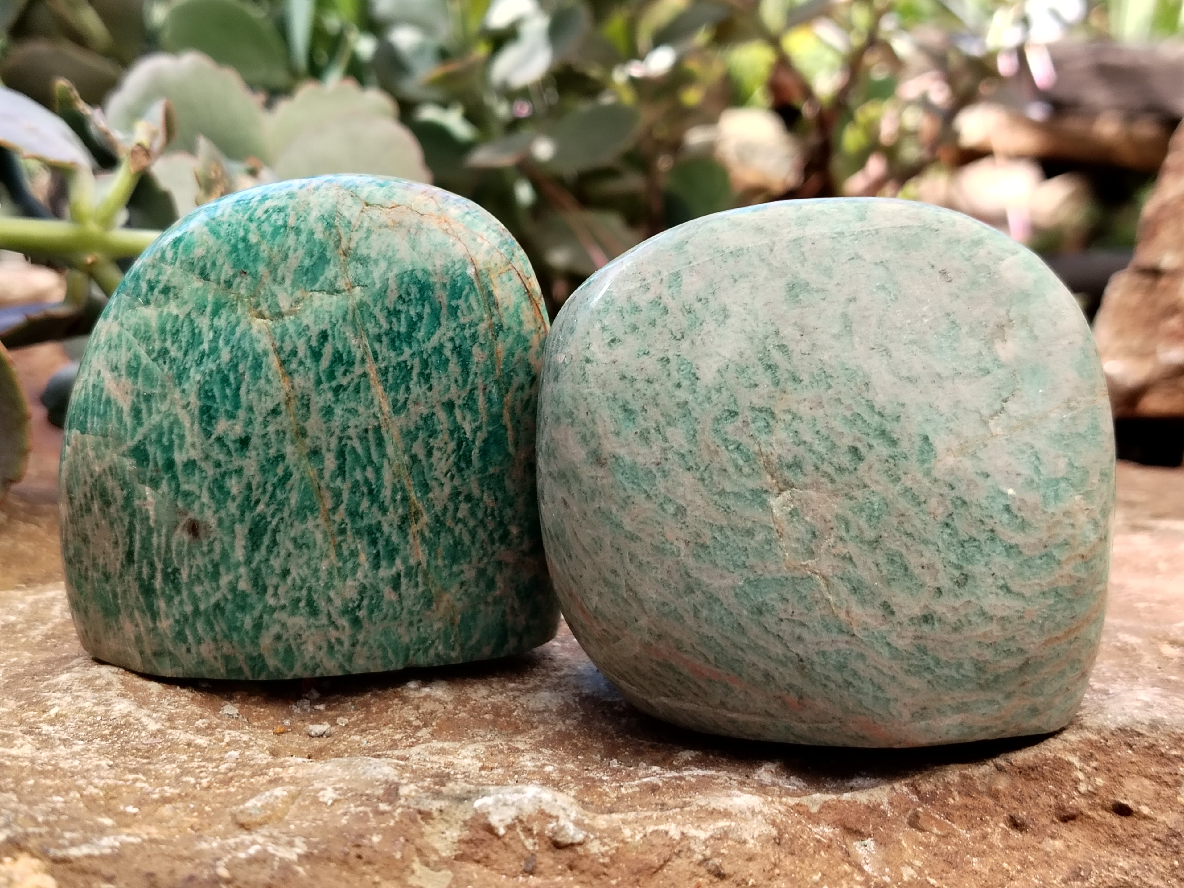Polished Amazonite Standing Free Forms x 12 from Madagascar - Toprock Gemstones and Minerals 