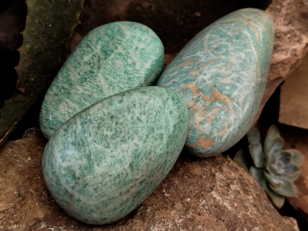 Polished Amazonite Standing Free Forms x 12 from Madagascar - Toprock Gemstones and Minerals 