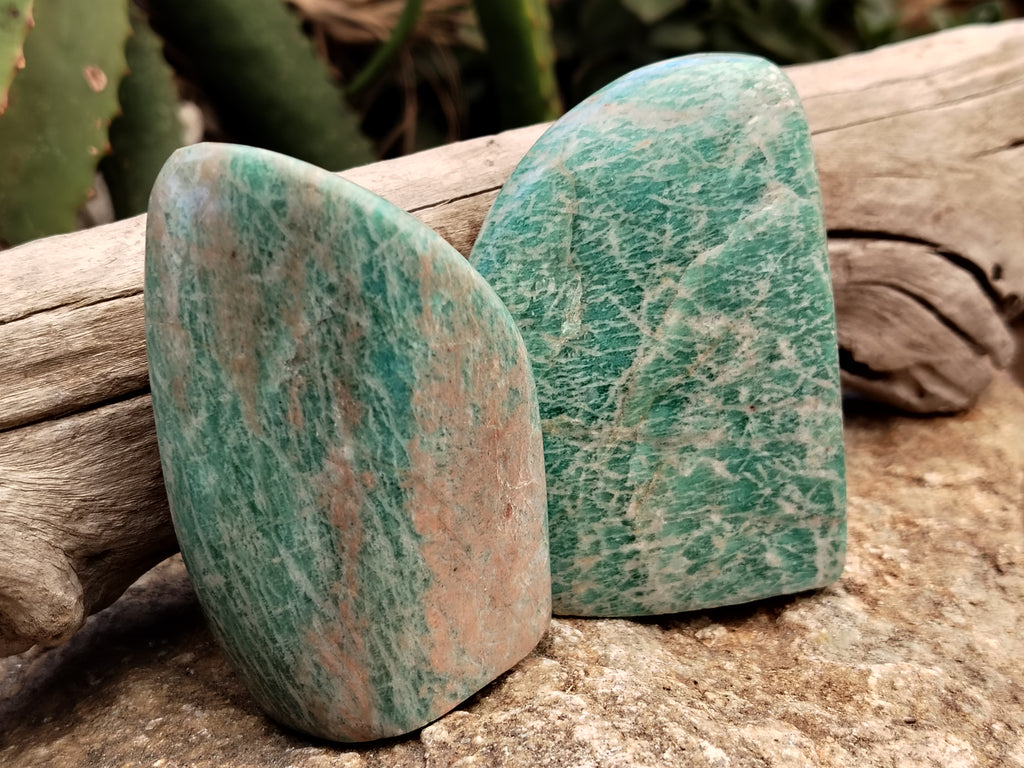 Polished Amazonite Standing Free Forms x 12 from Madagascar - Toprock Gemstones and Minerals 